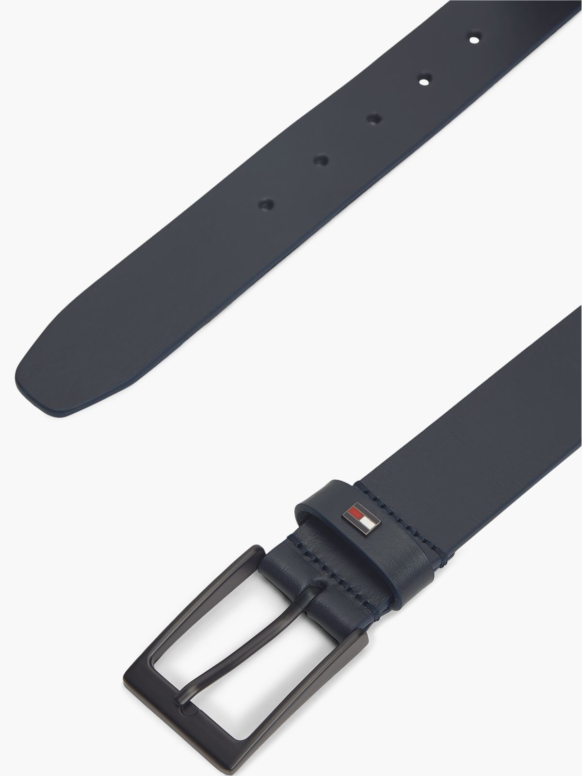 Leather Rectangular Buckle Enamel Flag Belt — Blue