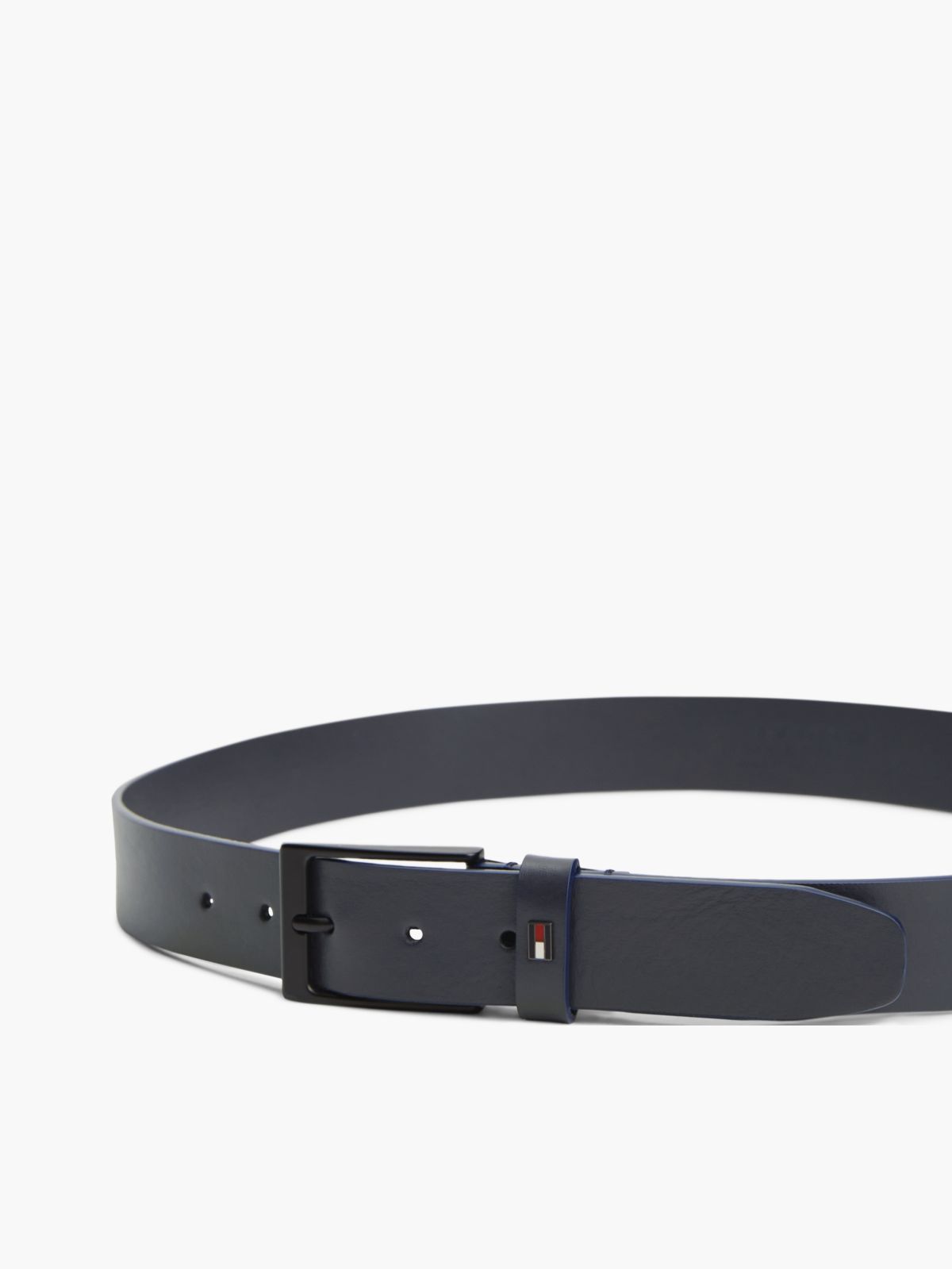 Leather Rectangular Buckle Enamel Flag Belt — Blue
