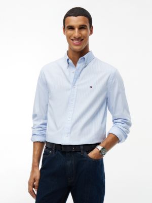 ceinture en cuir à boucle rectangulaire bleu pour hommes tommy hilfiger