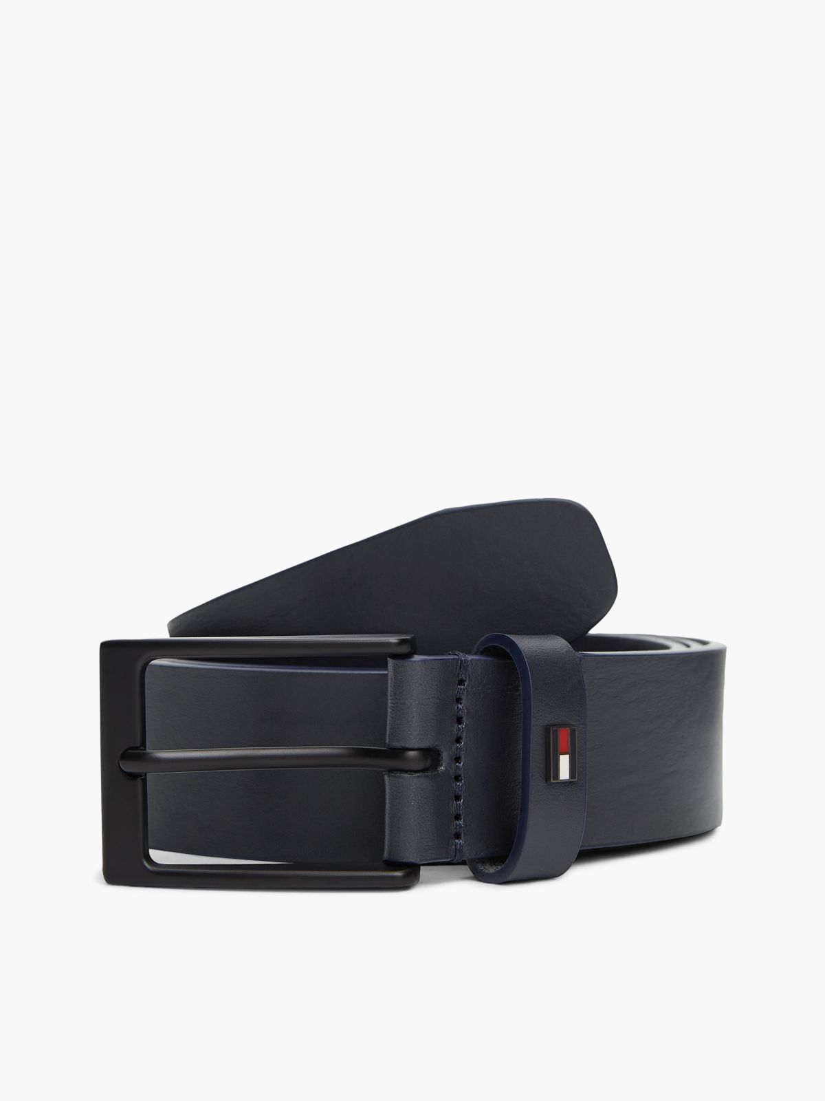 Leather Rectangular Buckle Enamel Flag Belt — Blue