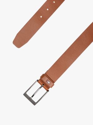 brown enamel flag leather belt for men tommy hilfiger