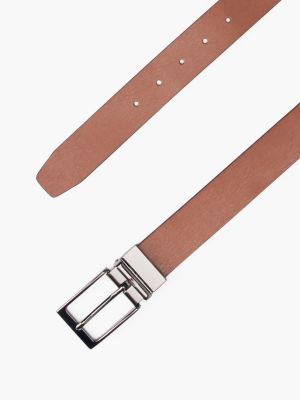 black reversible rectangular buckle leather belt for men tommy hilfiger