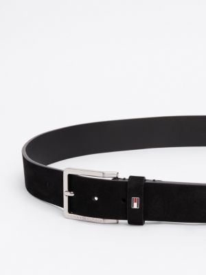 black logo square buckle leather belt for men tommy hilfiger