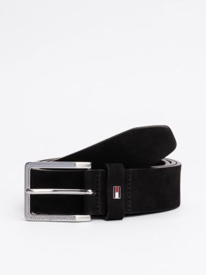 black logo square buckle leather belt for men tommy hilfiger