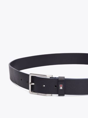 blue adjustable square buckle leather belt for men tommy hilfiger