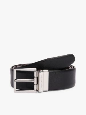 cintura th business reversibile in pelle nero da uomini tommy hilfiger