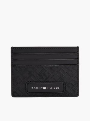 porta carte di credito th monogram in pelle black da uomini tommy hilfiger