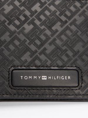 black th monogram bifold leather wallet for men tommy hilfiger