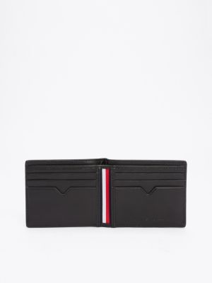 portefeuille deux volets en cuir th monogram noir pour hommes tommy hilfiger