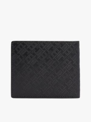 black th monogram coin pocket leather wallet for men tommy hilfiger