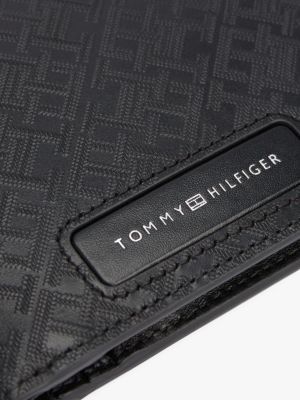 schwarz th monogram leder-brieftasche mit münzfach für herren - tommy hilfiger