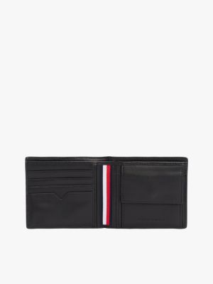 schwarz th monogram leder-brieftasche mit münzfach für herren - tommy hilfiger