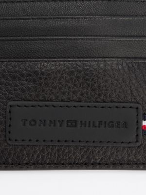 black premium leather logo card holder for men tommy hilfiger