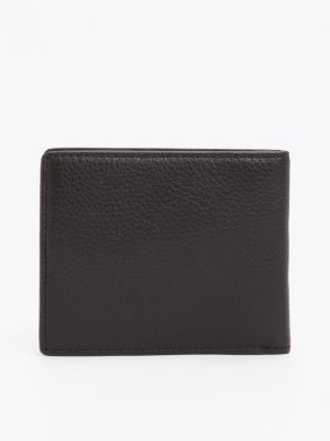 black premium leather bifold wallet for men tommy hilfiger