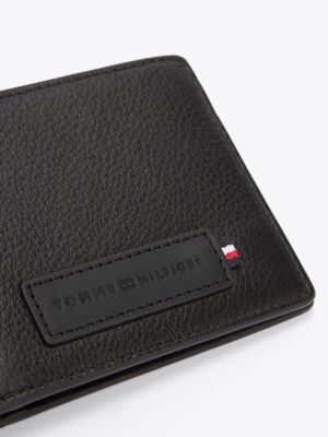 cartera plegable en piel de gran calidad negro de hombres tommy hilfiger