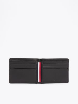 black premium leather bifold wallet for men tommy hilfiger