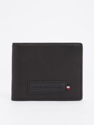 black premium leather bifold wallet for men tommy hilfiger