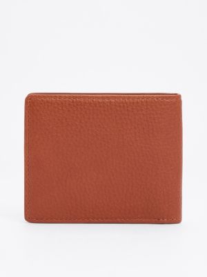 portafogli bifold premium in pelle marrone da uomini tommy hilfiger