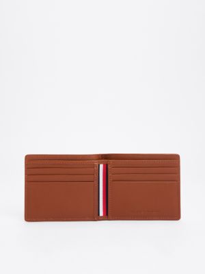 brown premium leather bifold wallet for men tommy hilfiger