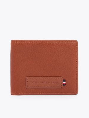 brown premium leather bifold-brieftasche für herren - tommy hilfiger