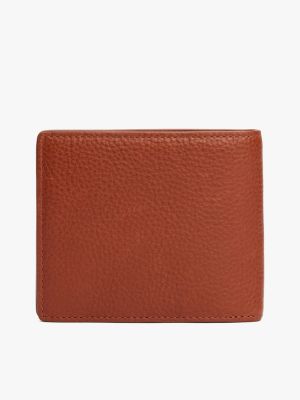 brown premium leather card and coin wallet for men tommy hilfiger