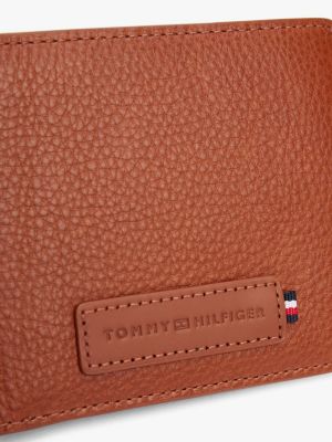 brown premium leather card and coin wallet for men tommy hilfiger