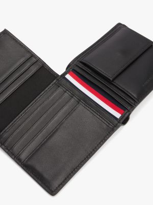 portafogli bifold premium in pelle nero da uomini tommy hilfiger