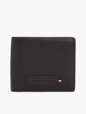 black premium leather bifold wallet for men tommy hilfiger