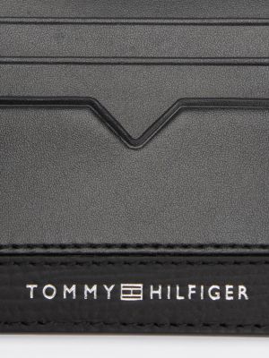 black th business leather card holder for men tommy hilfiger