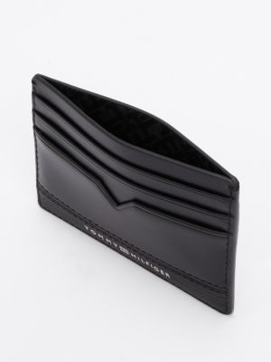 black th business leather card holder for men tommy hilfiger