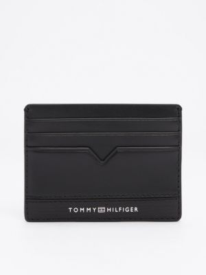 black th business leather card holder for men tommy hilfiger