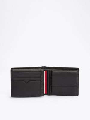 black th business leather coin pocket wallet for men tommy hilfiger