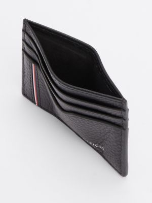 porta carte di credito corporate in pelle nero da uomini tommy hilfiger