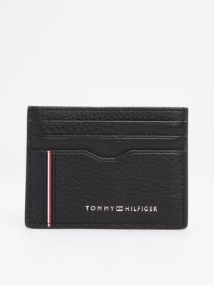 black th business corporate leather card holder for men tommy hilfiger