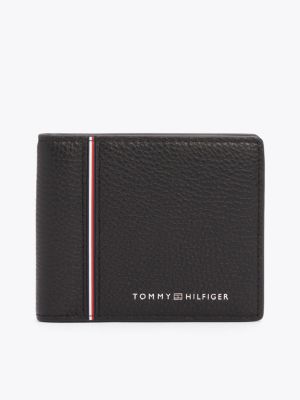 black th business corporate bifold leather wallet for men tommy hilfiger