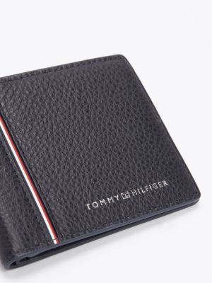 blue th business corporate bifold leather wallet for men tommy hilfiger