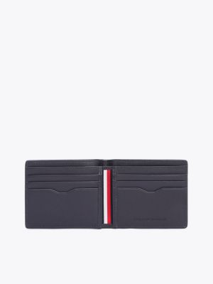 blue th business corporate bifold leather wallet for men tommy hilfiger