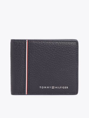 blauw th business leren bifold portemonnee voor heren - tommy hilfiger