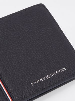 portafogli corporate in pelle blu da uomini tommy hilfiger