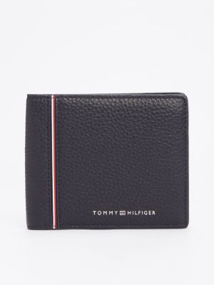 blue th business leren portemonnee voor heren - tommy hilfiger