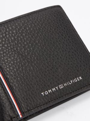 black th business corporate leather bifold wallet for men tommy hilfiger