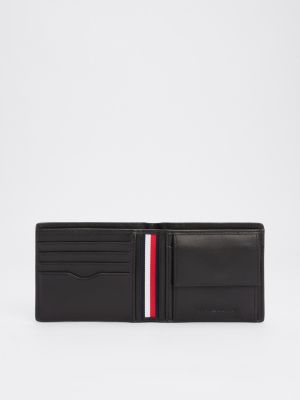 portefeuille th business corporate en cuir noir pour hommes tommy hilfiger