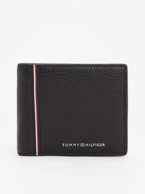 black th business corporate leather bifold wallet for men tommy hilfiger