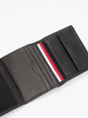 black th business corporate trifold leather wallet for men tommy hilfiger