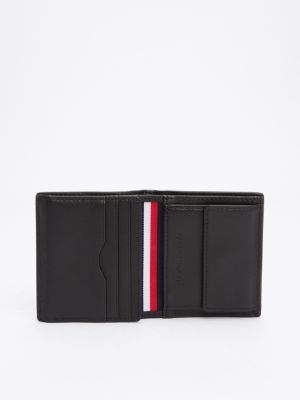 black th business corporate trifold leather wallet for men tommy hilfiger