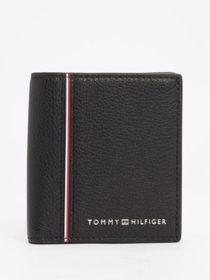 black th business leren trifold portemonnee voor heren - tommy hilfiger