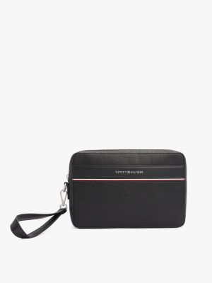 black th business corporate logo pouch for men tommy hilfiger