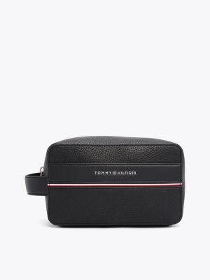 black th business corporate logo washbag for men tommy hilfiger