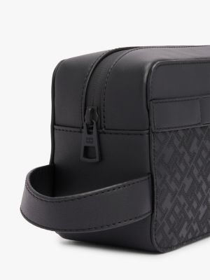 black th monogram embossed washbag for men tommy hilfiger