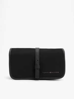 toilette pochette con logo e gancetto black da uomini tommy hilfiger